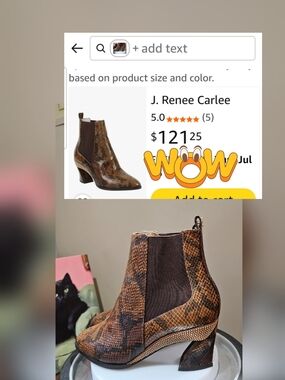 J.Renee Brown Snake-Print Ankle Boots